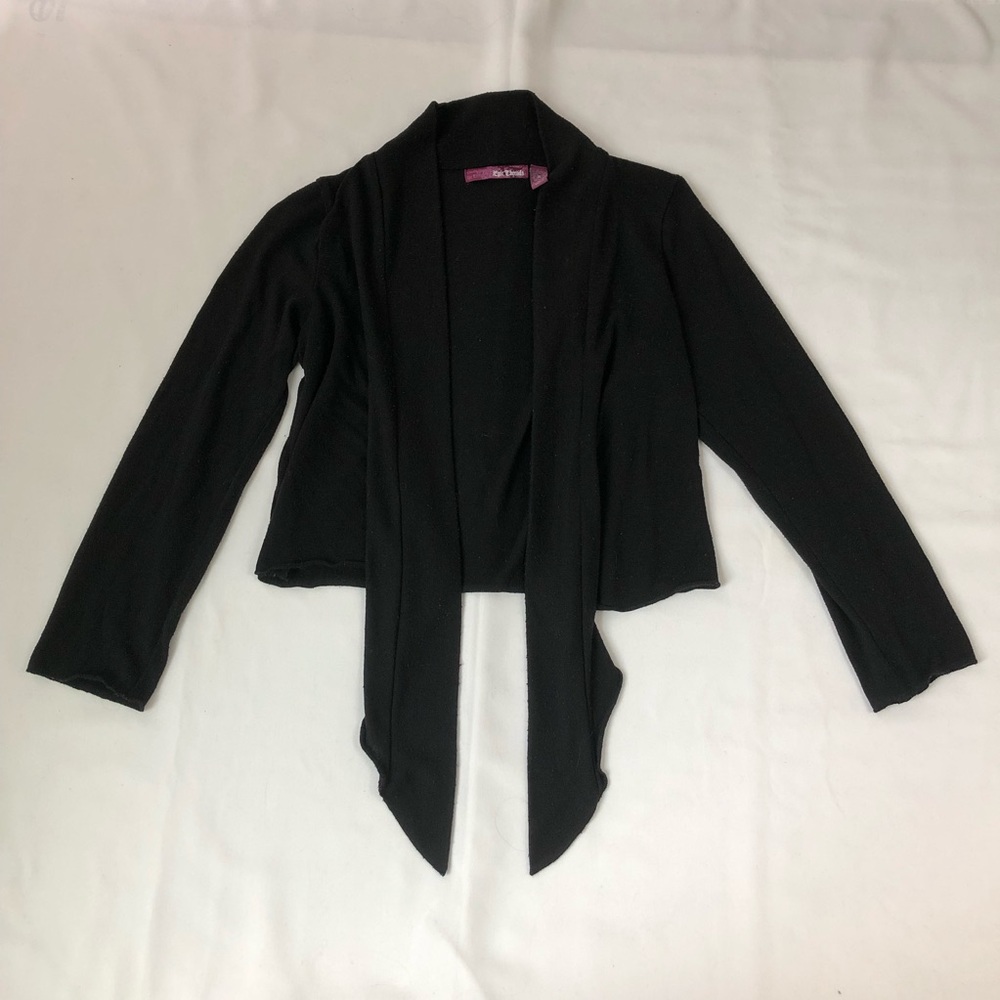 Black Cardigan / Tie Front Wrap Sweater